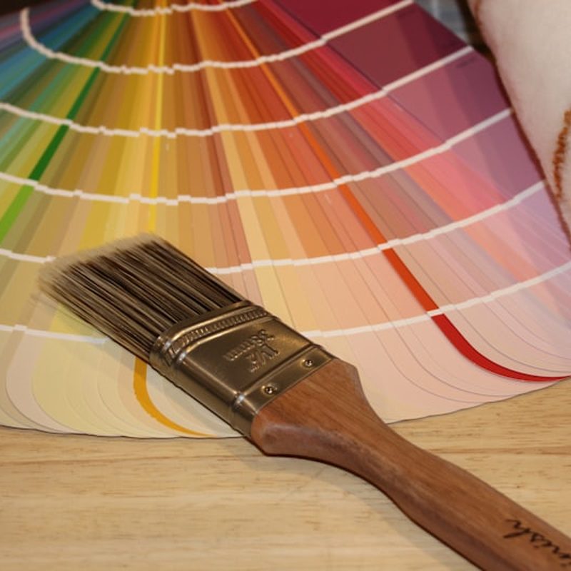 Brush resting on a drop sheet